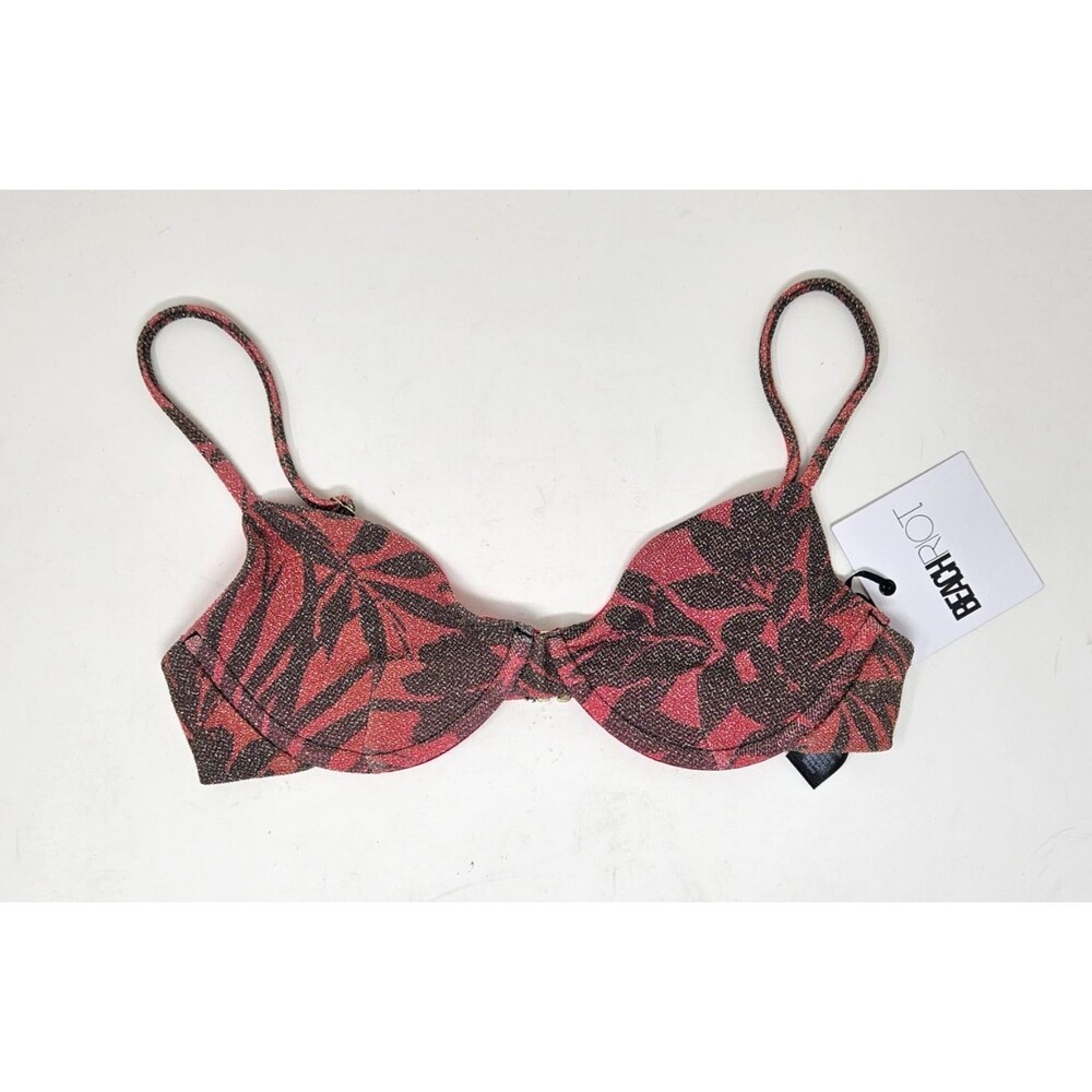 BEACH RIOT Camilla Underwired Bikini Top Small Hibiscus Shine Swim NWT
